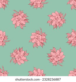 Seamless background with flowers. Graphic hand drawn floral pattern. Textile fabric design. - Vector.