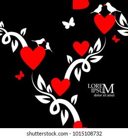 Seamless background with flowers hearts