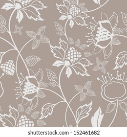 Seamless background with flowers and leaves. Endless floral pattern.