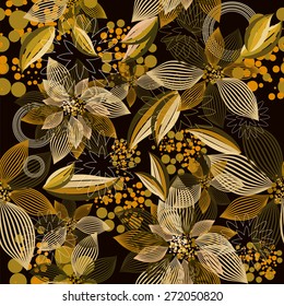 Seamless background flowers of the lines. Vector