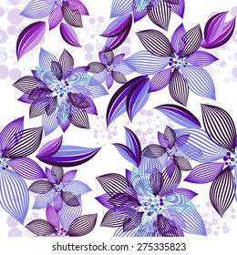 Seamless background flowers of the lines. Vector