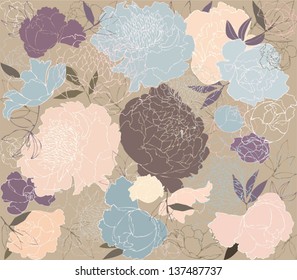 Seamless background from a flowers ornament, fashionable modern wallpaper or textile.    Illustration  peony