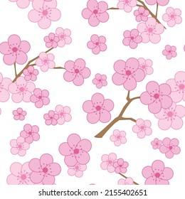 Nahtloser Hintergrund mit Blumen. Muster mit traditionellen asiatischen Sakura-Blumen
