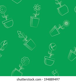 seamless background with flowers in the pot