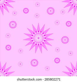 Seamless background with flowers and stars. Vector