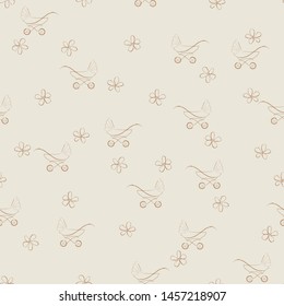 Seamless background of flowers and strollers.