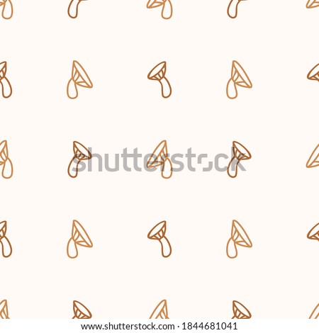 Seamless background fly agaric mushroom gender neutral pattern. Whimsical minimal earthy 2 tone color. kids nursery wallpaper or boho cartoon fungi fashion all over print. 