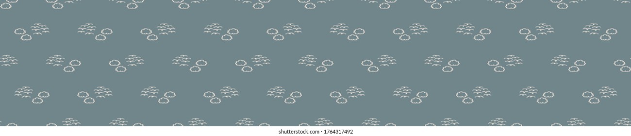 
Seamless background flying bird banner. Gender neutral baby border pattern. Simple whimsical minimal earthy 2 tone color. Kids nursery animal decor edging fashion ribbon trim.