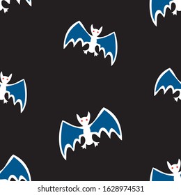 Seamless background of flying cartoon bats