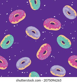 seamless background with flying donuts