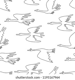 Seamless background of flying geese