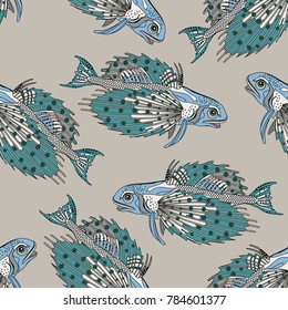 seamless background with Flying gurnard