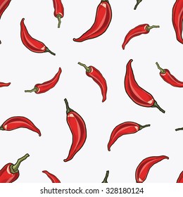seamless background with flying peppers