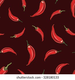 seamless background with flying peppers