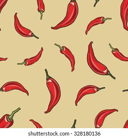seamless background with flying peppers