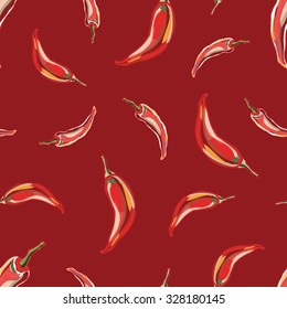seamless background with flying peppers