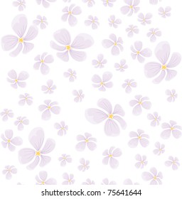 seamless background with flying pink flowers