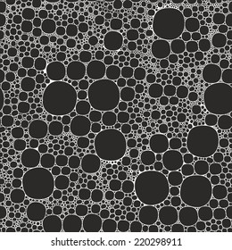 Seamless background foam bubbles, white on black