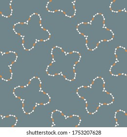
 Seamless background folk art flower gender neutral baby pattern. Simple whimsical minimal earthy 2 tone color. Kids nursery wallpaper or boho floral nature fashion all over print