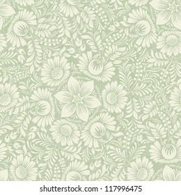 Seamless background in folk style green