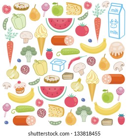 Seamless background of food