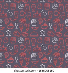 Seamless background of Food and Drink icons set. Vector illustration