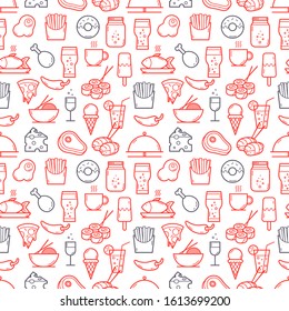 Seamless background of Food and Drink icons set. Vector illustration