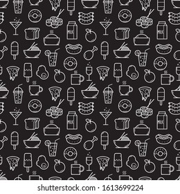 Seamless background of Food and Drink icons. Vector illustration