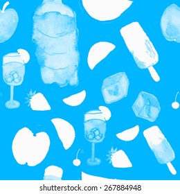 Seamless background with food ingredients. Vector seamless pattern. 
