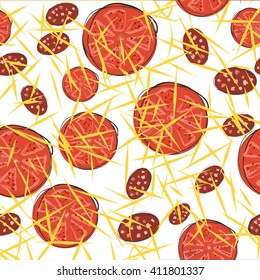 seamless background, food, salad, vector, vegetables, meat