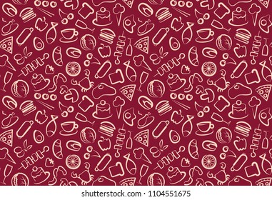 Seamless background of food. Vector seamless pattern