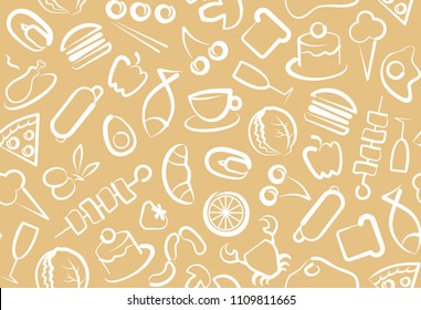 Seamless background of food. Vector seamless pattern