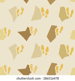 Seamless background with footprints and shoeprint icons for your design