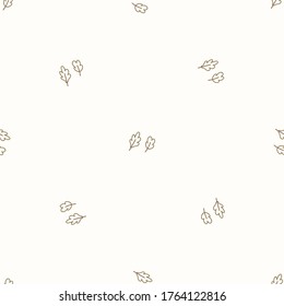 Seamless Background Forest 2 Leaf Gender Neutral Baby Pattern. Simple Whimsical Minimal Earthy 2 Tone Color. Kids Nursery Wallpaper Or Boho Woodland Nature Fashion All Over Print.