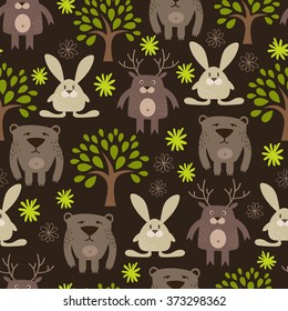 seamless background. Forest animals