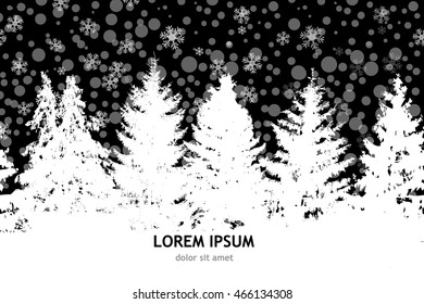 Seamless background forest with fir trees. Vector