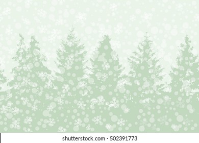 Seamless background forest with fir trees. Vector