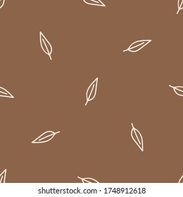 Seamless background forest leaf gender neutral baby pattern. Simple whimsical minimal earthy 2 tone color. Kids nursery wallpaper or boho woodland nature fashion all over print.