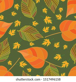 Seamless background with  forest leaves