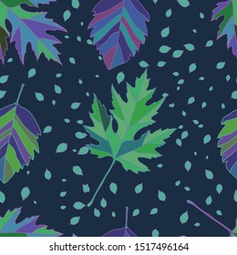 Seamless background with  forest leaves