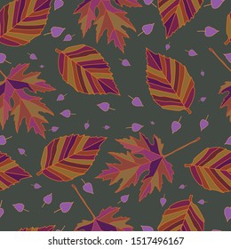 Seamless background with  forest leaves