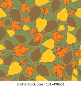 Seamless background with  forest leaves