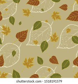 Seamless background with forest leaves