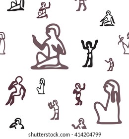 Seamless background in the form of ancient Egyptian hieroglyphs on a white background