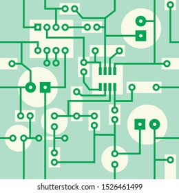
Seamless background in the form of a circuit board in green
