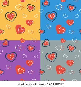 Seamless background four colors: heart 