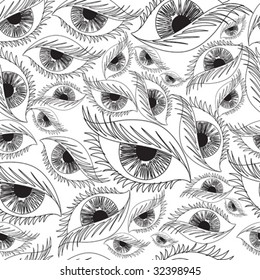 Seamless background with free hand eyes
