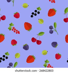 Seamless background with fresh berries made in vector