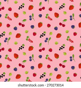 Seamless background with fresh berries made in vector