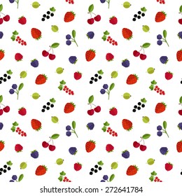 Seamless background with fresh berries made in vector